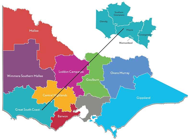 Regional Partnerships Map of Victoria